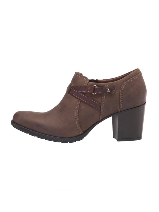 Clarks Shoes - Clarks Diane Lela Womens Size 6.5 Taupe Leather Bootie Dark Ortholite Worn Once